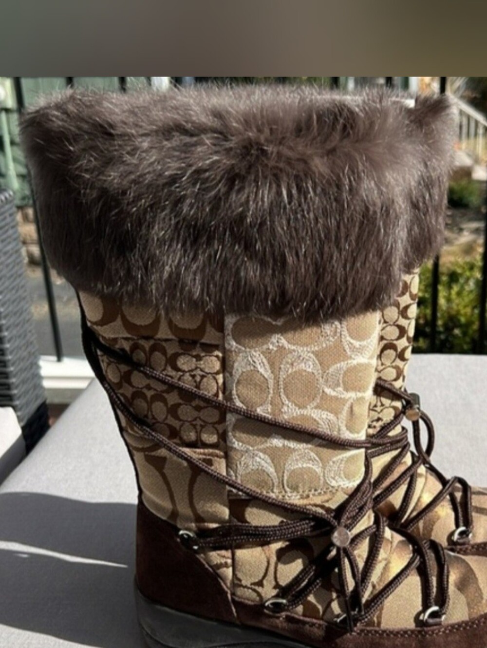 Coach Laurilyn Brown Winter Boots Size 7 - Picture 2 of 12